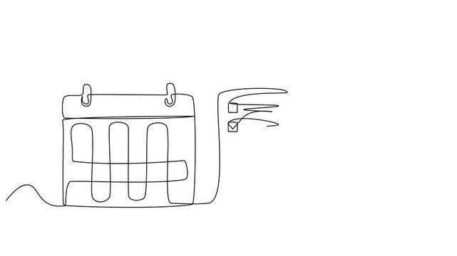 Continuous line drawing of a calendar planning organization, line art vector illustration