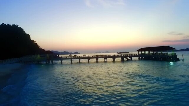 Jetty in Redang Island during blue hour in Malaysia