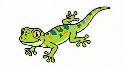 Fototapeta premium Colorful cartoon gecko illustration animal.