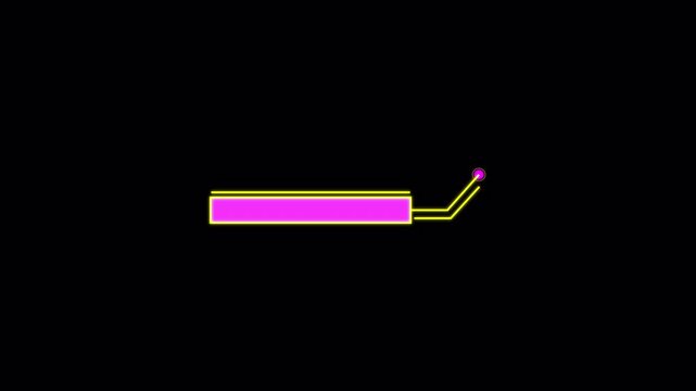 Neon pink glowing lower third title banner with golden border and angled futuristic line, 4k video