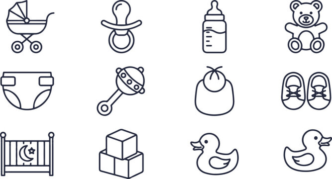 Set of cute baby and toddler icons