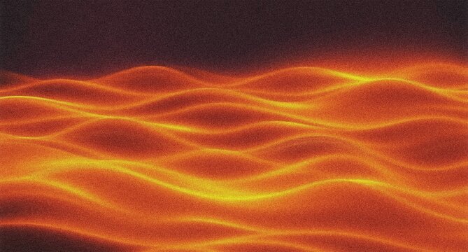 Abstract fiery waves illustration, glowing orange and red liquid texture, dynamic heat energy background, molten lava flow pattern 4K grainy texture Background