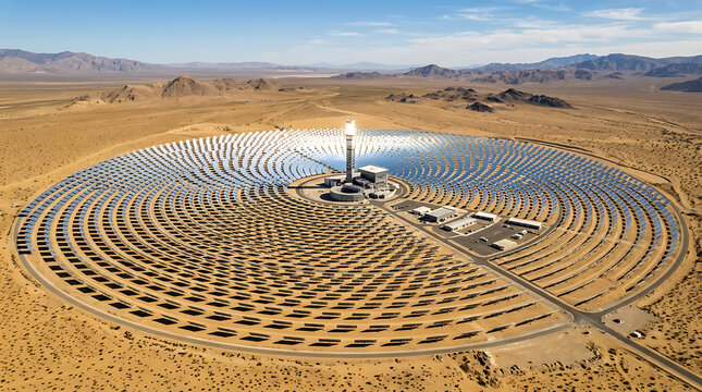 Large scale concentrated solar power plant in the desert