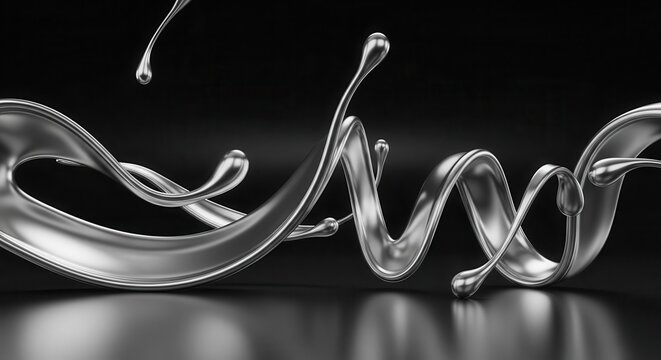Silver Liquid Splash in Dynamic Flow