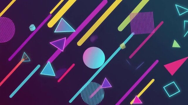 Abstract Memphis Style Geometric Motion Background