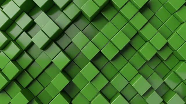 Abstract 3D Green Cubes Motion Background