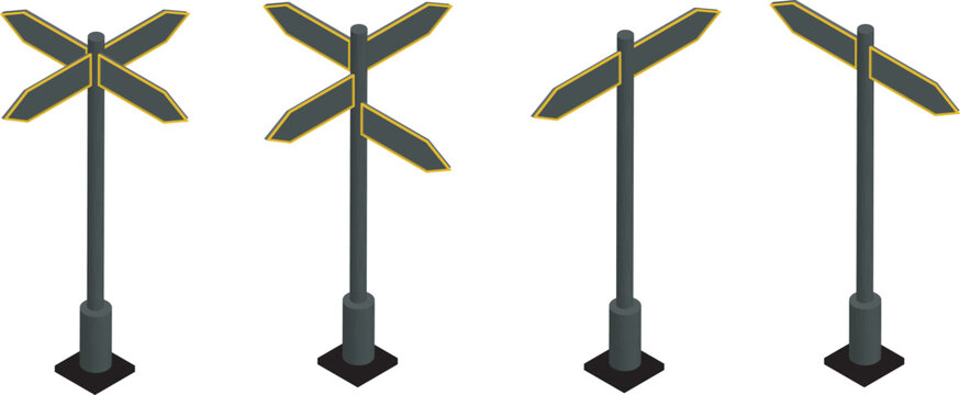 Vector Isometric Multidirectional Signpost with Blank Arrows