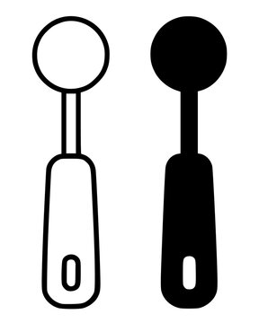 Melon baller minimalist illustration, outline and silhouette icons