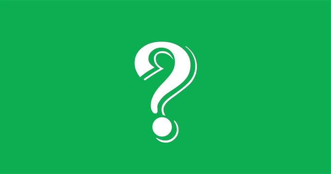 Green Screen Question Mark Icon Animation on Chroma Key Background, FAQ and Mystery Symbol Motion Graphic for YouTube Videos, Educational Content, Quiz Shows, Editing Overlay and Social Media
