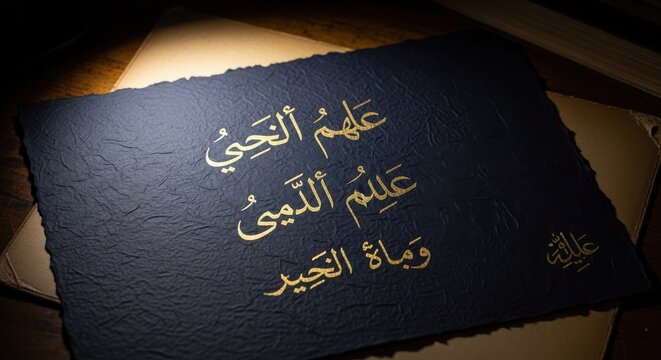 Elegant Golden Arabic Calligraphy on Textured Dark Paper
