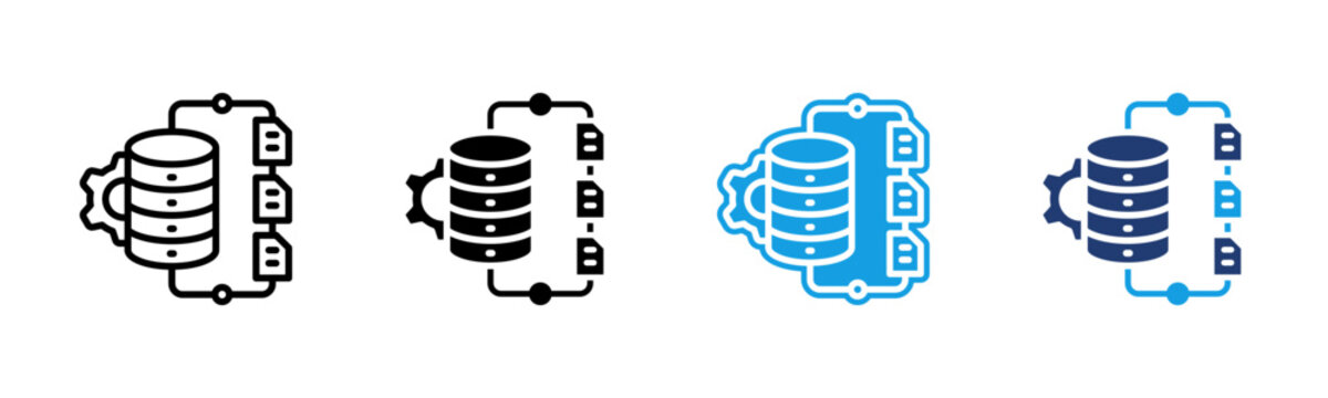 Data Integration icon multiple style collection