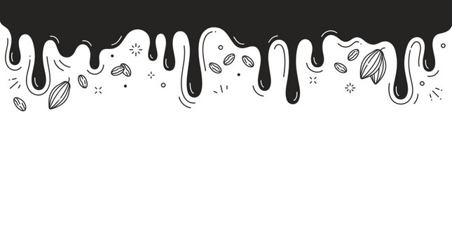 World Chocolate Day Chocolate Drip Top Border Vector, Minimal Cocoa Bean Celebration Banner Design