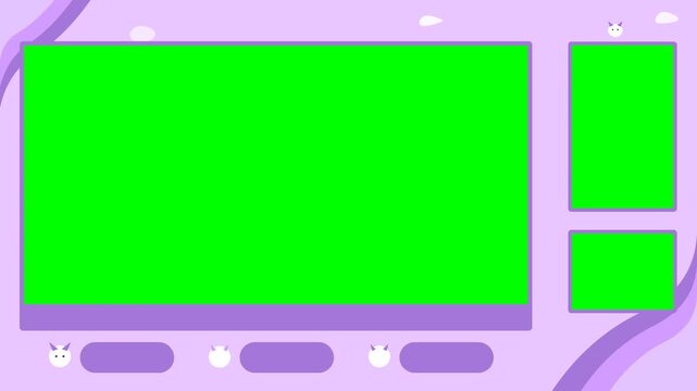 Aesthetic Purple Stream Overlay for Video Editing with Green Screen Windows Loop