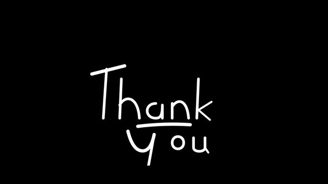 Handwritten Thank You Animation for Video Editing Outro Black Background HD
