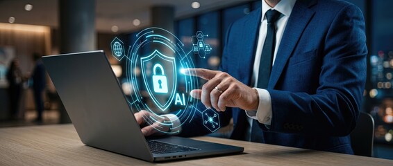 Enhancing cybersecurity measures in business protecting data and privacy with ai technology in a modern office environment