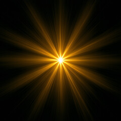 Obraz premium Gold star light sparkle with golden flares and cinematic glow effect