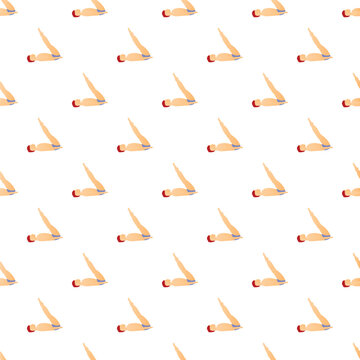 Male diver in a swimsuit performing high dive sport activity repeating as a seamless pattern