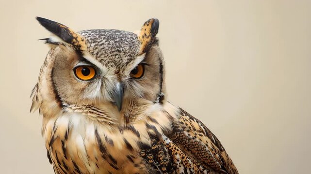 フクロウの横顔を緻密な点描で表現した静かなミニマルポートレート（人物なし）