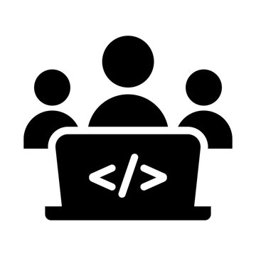Developer Team Icon Vector Programming Collaboration Symbol for Software Development, Coding Teams, IT Services and Technology Applications