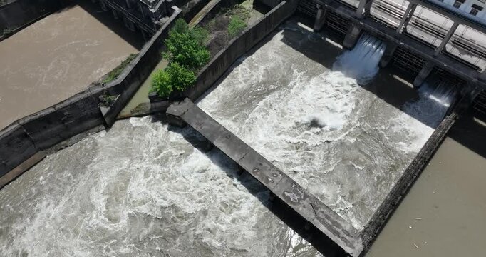 Hydropower station flood discharge in sichuan, China