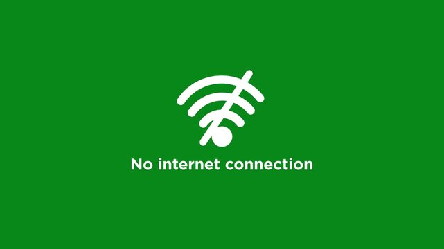 NO wi-fi signal and no internet connected router wifi network on green background.Abstract internet,router no wifi signal, no internet connection icon animation.