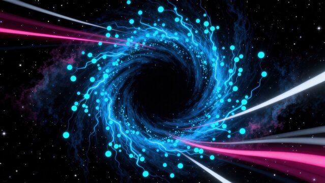 Abstract space vortex with glowing particles