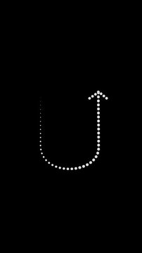 Animated Dotted U-Turn Arrow Path, Redirect Up Direction Motion Trail Loop Animation