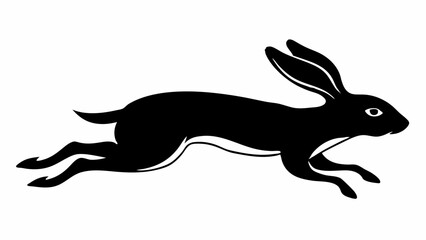 Obraz premium A sleek black vector illustration of a rabbit running with dynamic motion lines for a modern and minimal design style