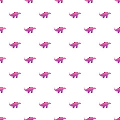 Pink and purple stegosaurus like dinosaur repeating vector pattern © nsit0108