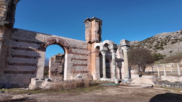 Ancient Ruins at archaeological area of Philippi, Eastern Macedonia and Thrace, Greece