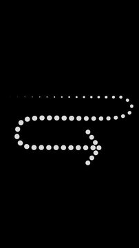 Animated Dotted Arrow Path Pointing Right, Motion Trail Direction Indicator Loop Animation