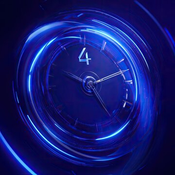 Clock face with glowing blue streaks indicating speed