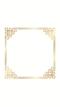 An intricate gold border design featuring dada concept for decorative purposes on a white background