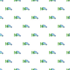 Obraz premium Electric car charging with green energy at a station creating a repeating pattern