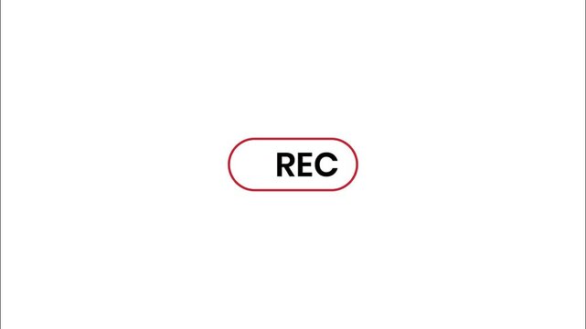 Clean red 'REC' icon, in modern rounded rectangle, indicating active recording status for digital media, streaming, and software interfaces