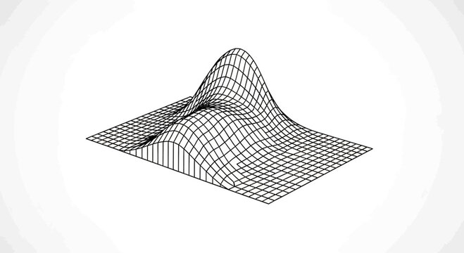 3D Wireframe Surface Plot Representing Mathematical Data Distribution