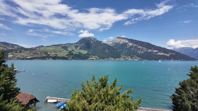 Scenic Spiez Village and Lake Thun in Switzerland