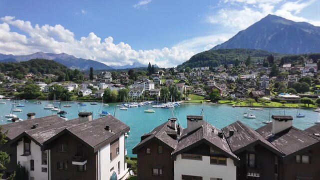 Scenic Spiez Village and Lake Thun in Switzerland