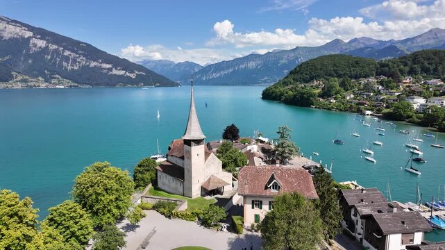 Scenic Spiez Village and Lake Thun in Switzerland