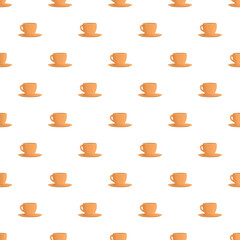 Obraz premium Repeating array of orange coffee cups and saucers creating a clean background