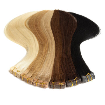 various colors of straight tape in human hair extensions