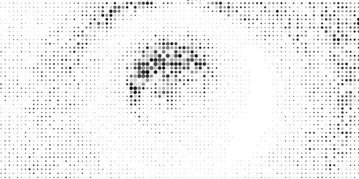 Black radial halftone circles. Dotted sound wave rings. Stippled epicenter, target, radar icon concept. Ripple concentric signal vibration element. Vector round dashed and dotted