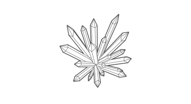Abstract Crystal Cluster Line Art Illustration