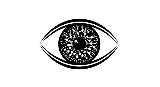 Abstract Digital Eye Icon with Neural Network Iris Pattern