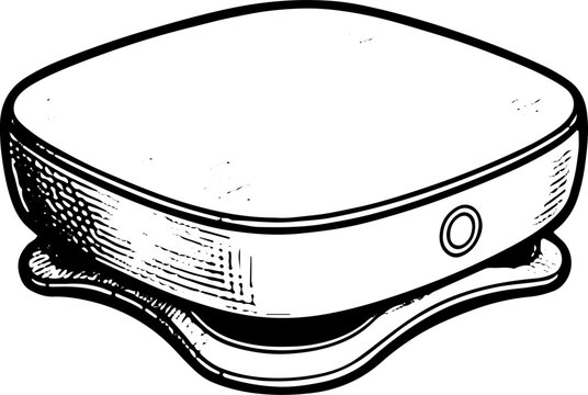 Modern Rounded Mini PC Computer Device Black and White Vector Illustration