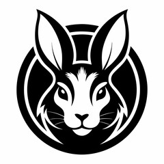 Fototapeta premium A sleek black and white vector illustration of a rabbit head enclosed in a circular frame serving as a stylish logo or icon design