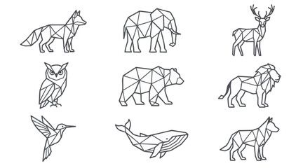 Geometric animal collection featuring stylized linear silhouettes of wild creatures created with modern vector shapes for professional design branding projects © Ibnu Gazali