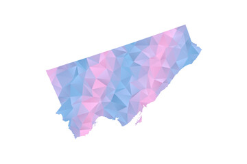 Naklejka premium Toronto Map - Polygon Style Vector Illustration in Pastel Blue and Pink Gradient, Low Poly Geometric Design, Isolated on White Background for Infographics and Education.