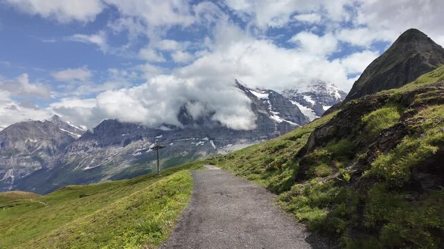 Scenic M&auml;nnlichen Hiking Trail in the Swiss Alps