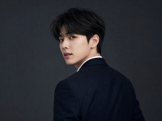 Obraz premium Charismatic Male Idol Visual Portrait 카리스마 넘치는 남성 아이돌 비주얼 포트레이트